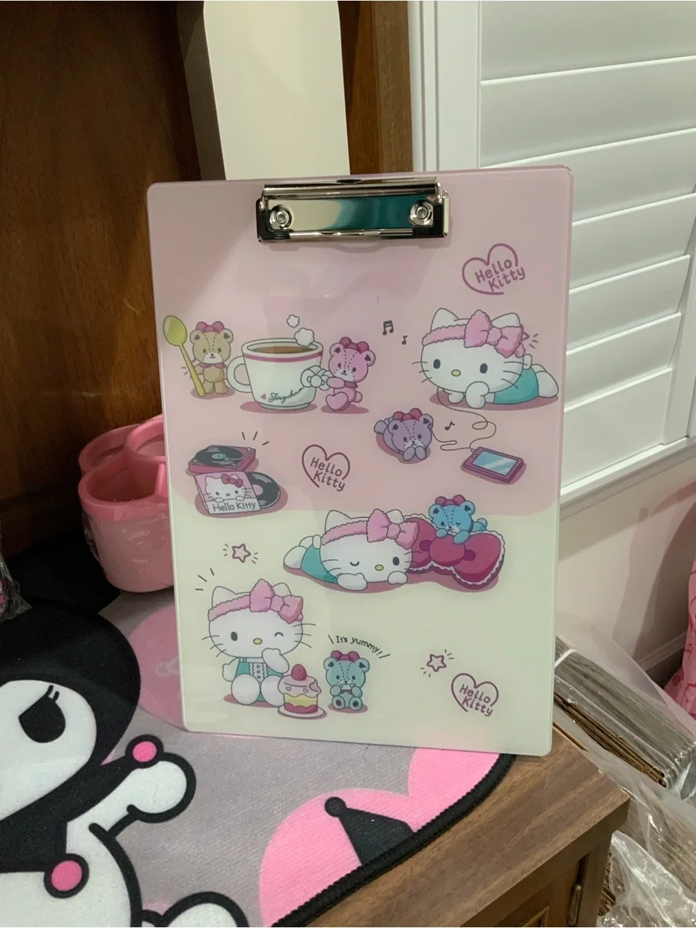 Hello Kitty Pastel Pink and White Character Clipboard